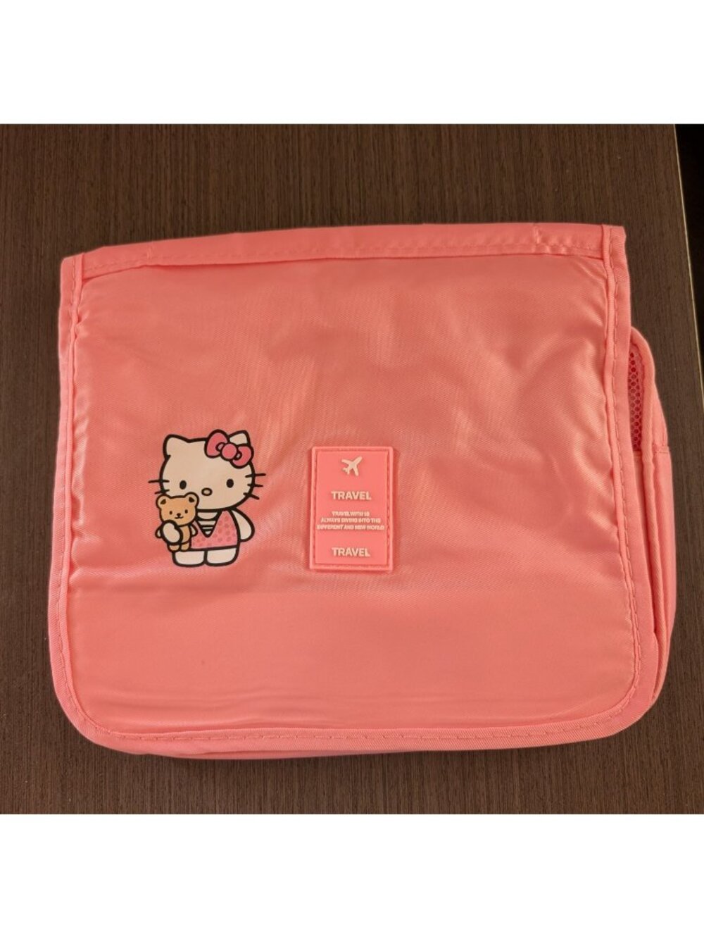 Hello Kitty Pink Travel Cosmetic Organizer Bag Foldable Toiletry Pouch Hook